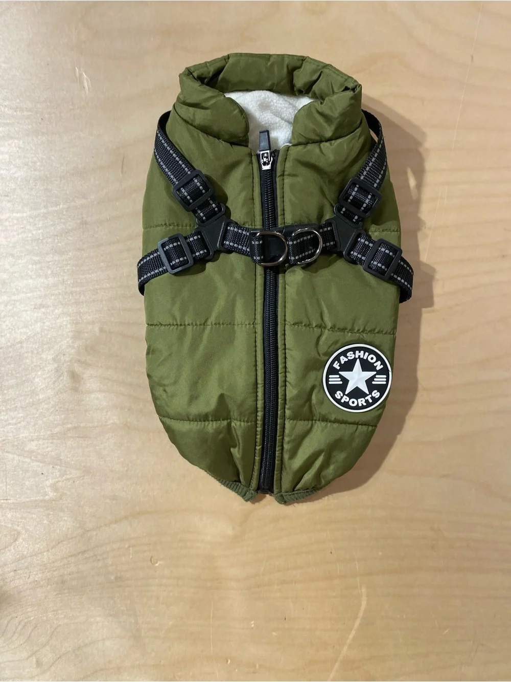 V.PET.B.R Olive Green Quilted Dog Harness Jacket Large (SU)